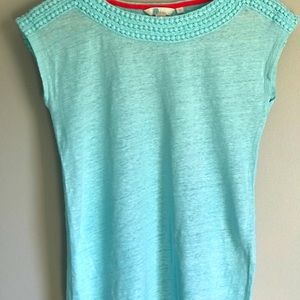 Boden Linen Turquoise Top